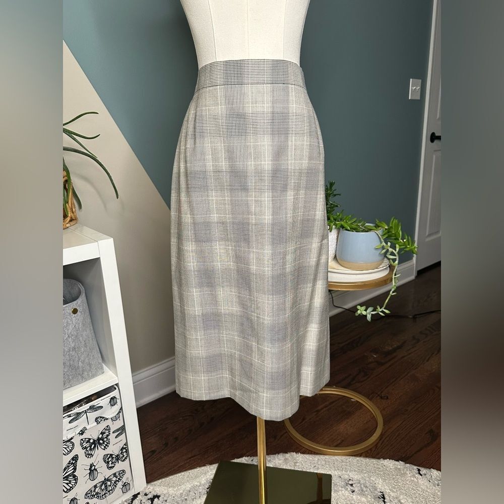 Vintage Escada Margaretha Ley Glen Plaid Wool Blazer Skirt Suit Set Size 12 - Picture 8 of 14